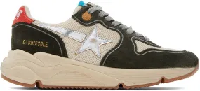 Golden Goose Gray & Beige Running Sole Sneakers