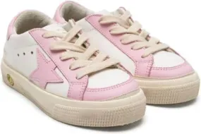 Golden Goose Kids May star-appliqué leather sneakers White